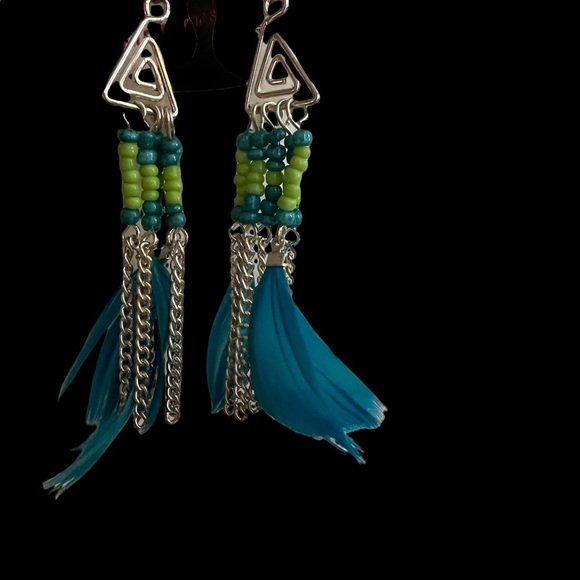 CUTE BEADED AND FEATHER DANGLE EARRINGS - Picture 6 of 11